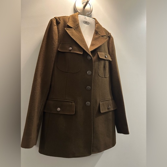 Fossil Wool/Cotton Blend Military Cadet style brown Jacket Size Medium - Picture 2 of 13